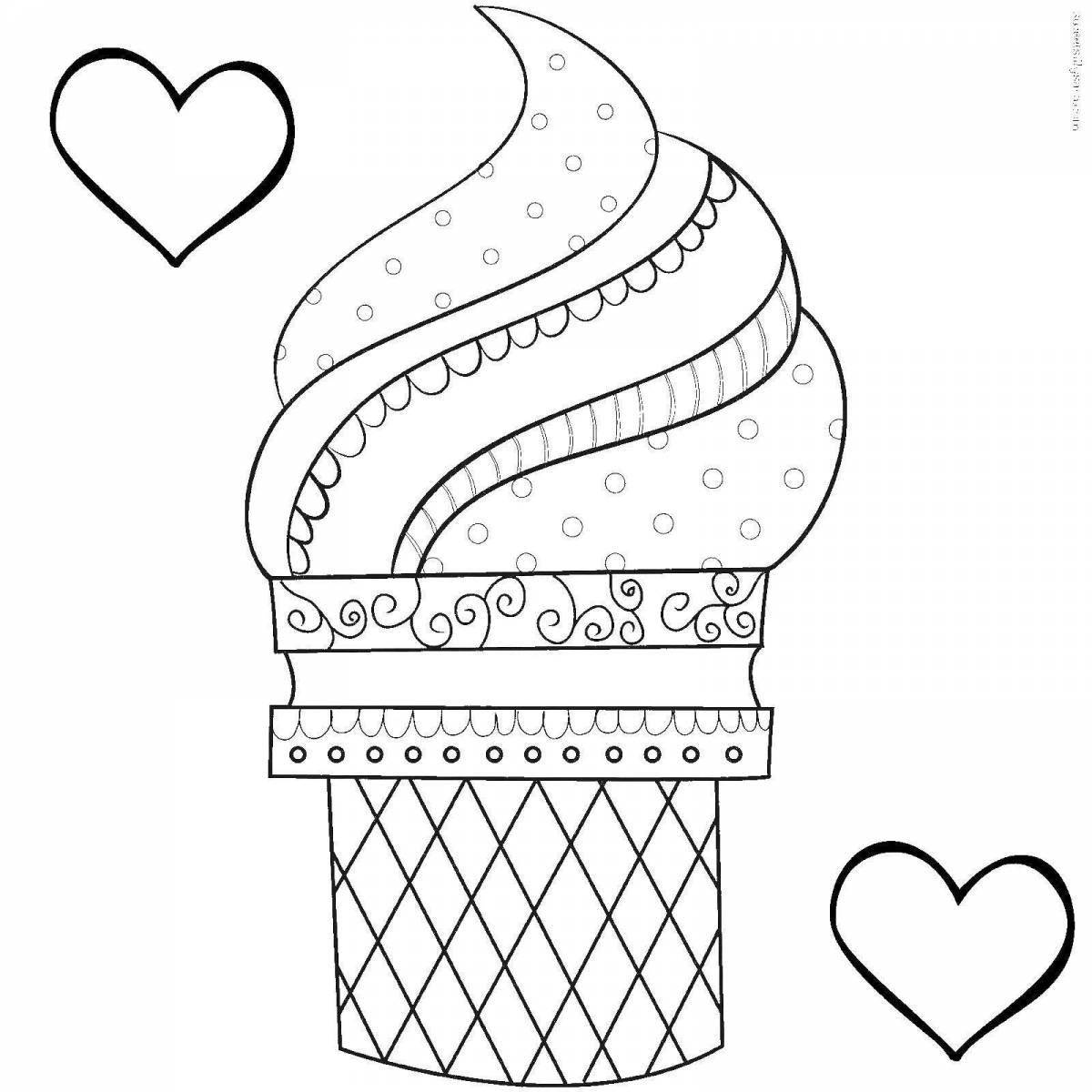 Coloring page blissful anti-stress ice cream