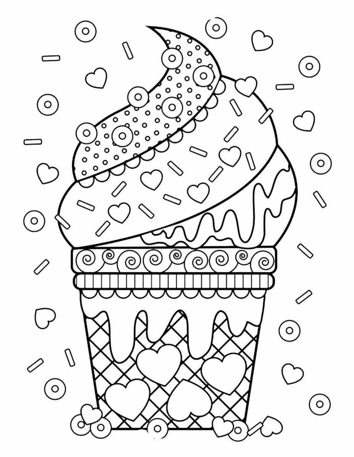 Раскраска гармоничное антистрессовое мороженое