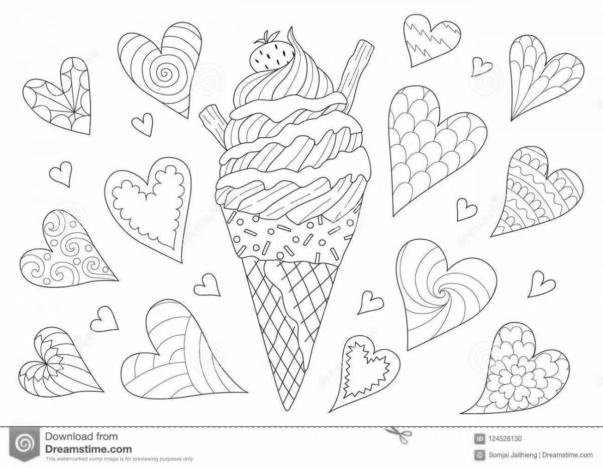 Fun coloring antistress ice cream