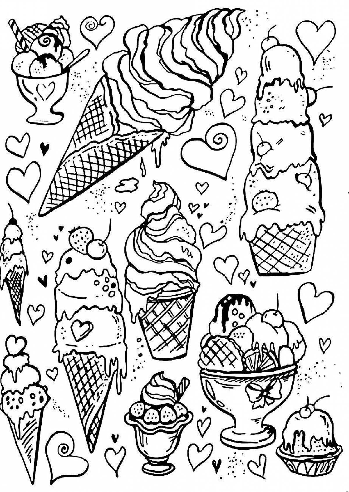 Invigorating anti-stress coloring ice cream