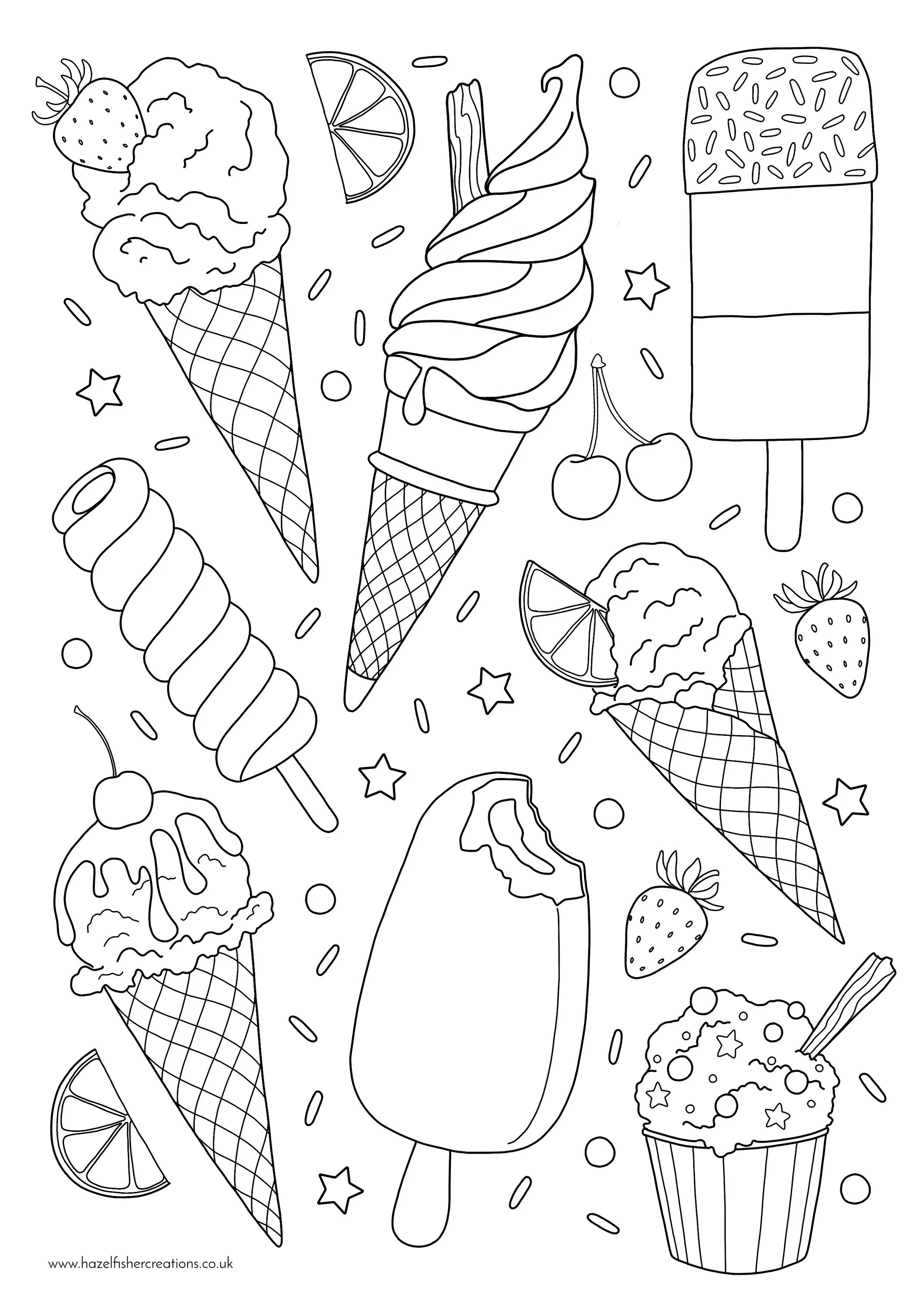 Gourmet anti-stress ice cream coloring page