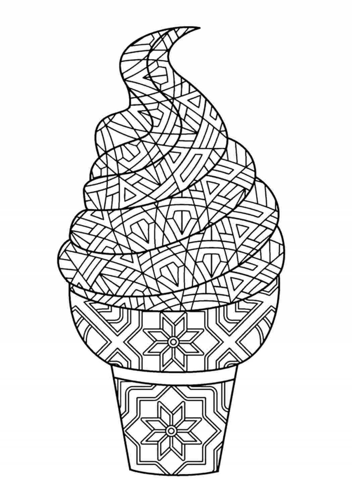 Soothing anti-stress ice cream coloring book