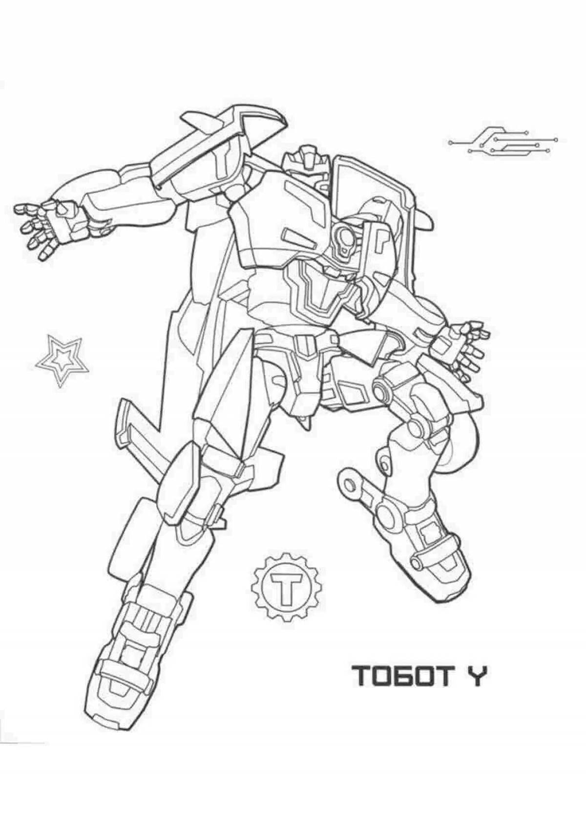 Coloring page charming robot tobot