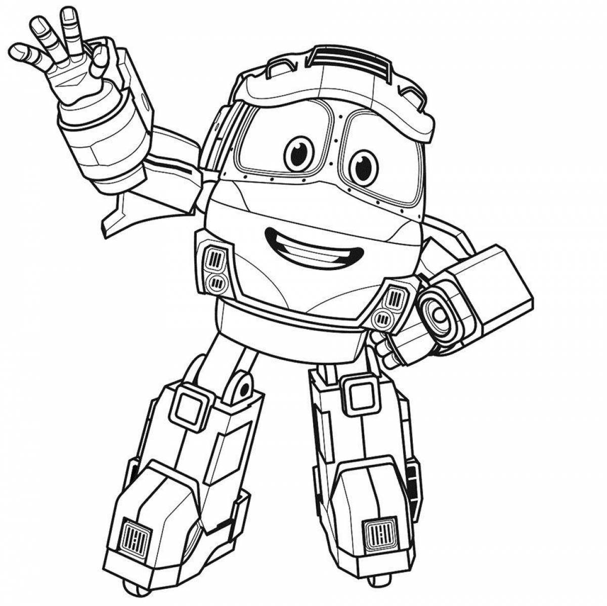 Crazy robot tobot coloring page