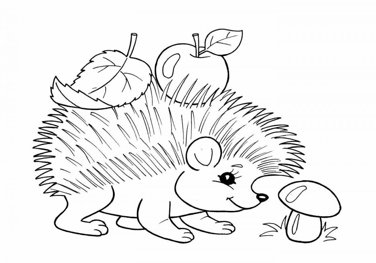 Coloring cute Prishvin hedgehog