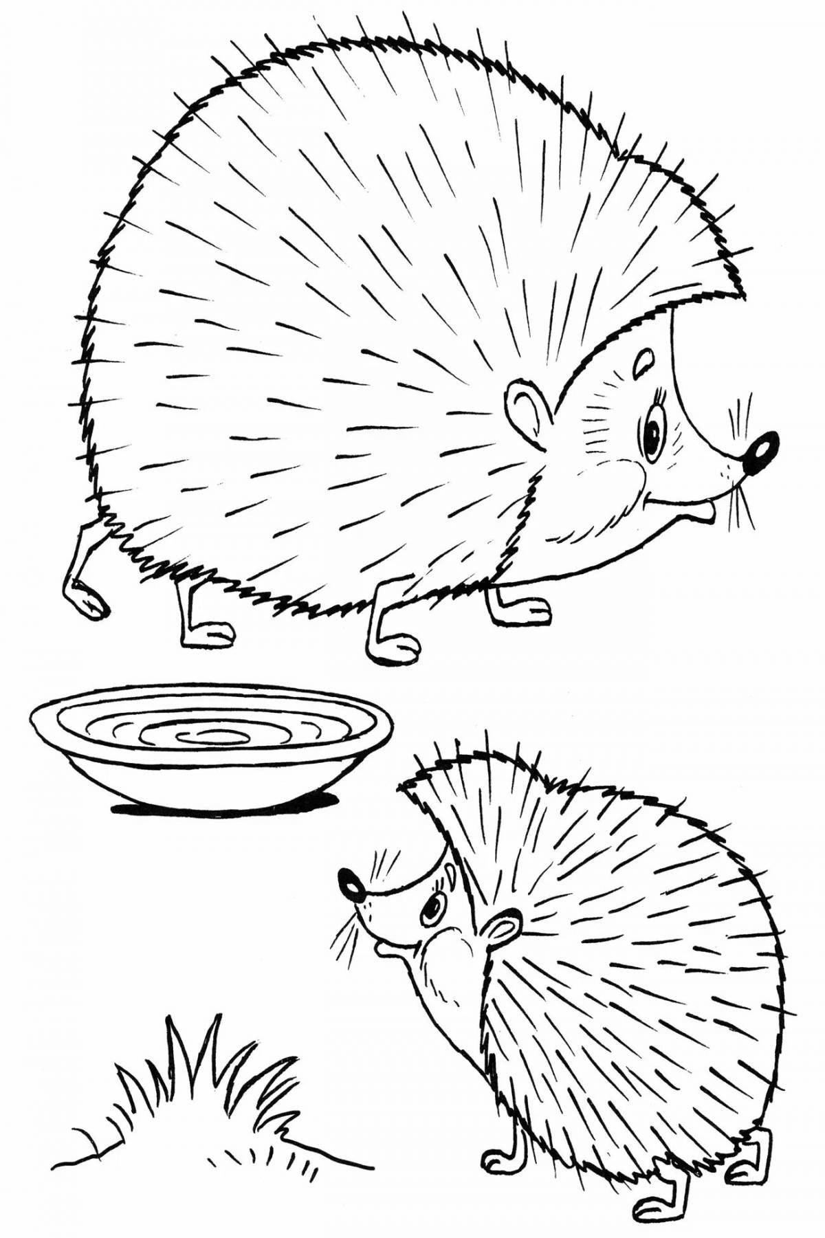 Coloring page elegant Prishvin hedgehog