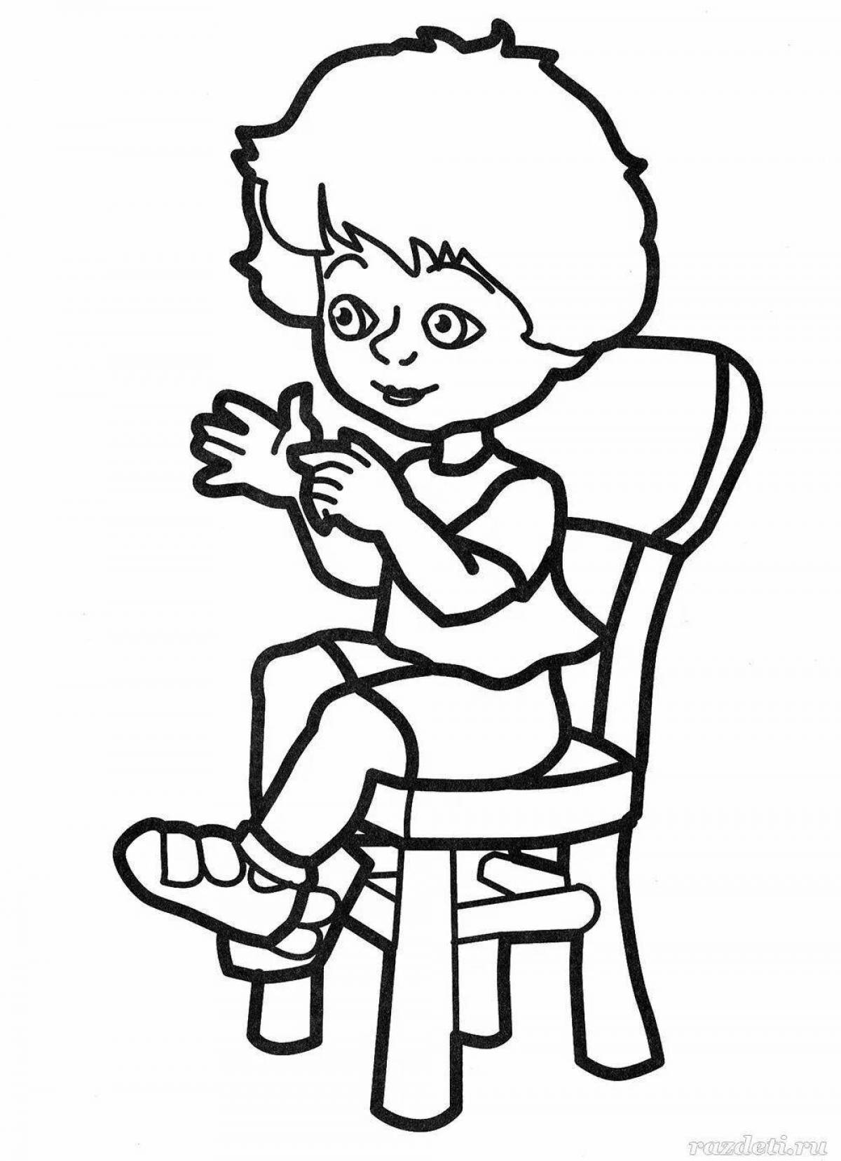 Coloring book playful little boy