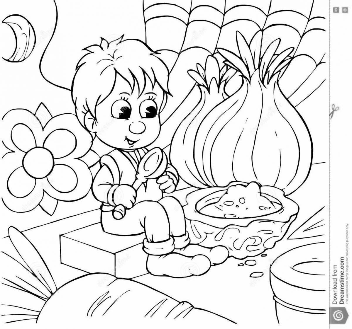 Coloring page excited little boy