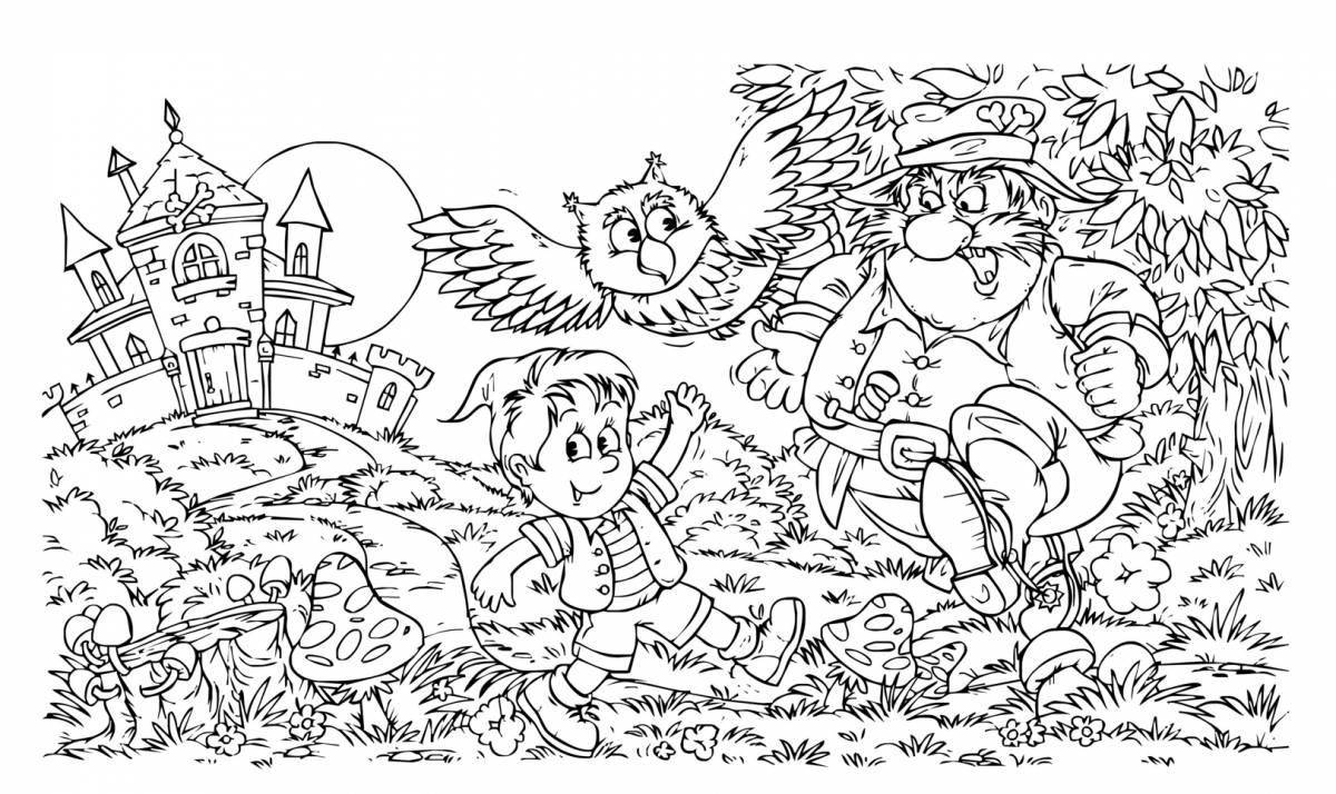 Animated little boy coloring page
