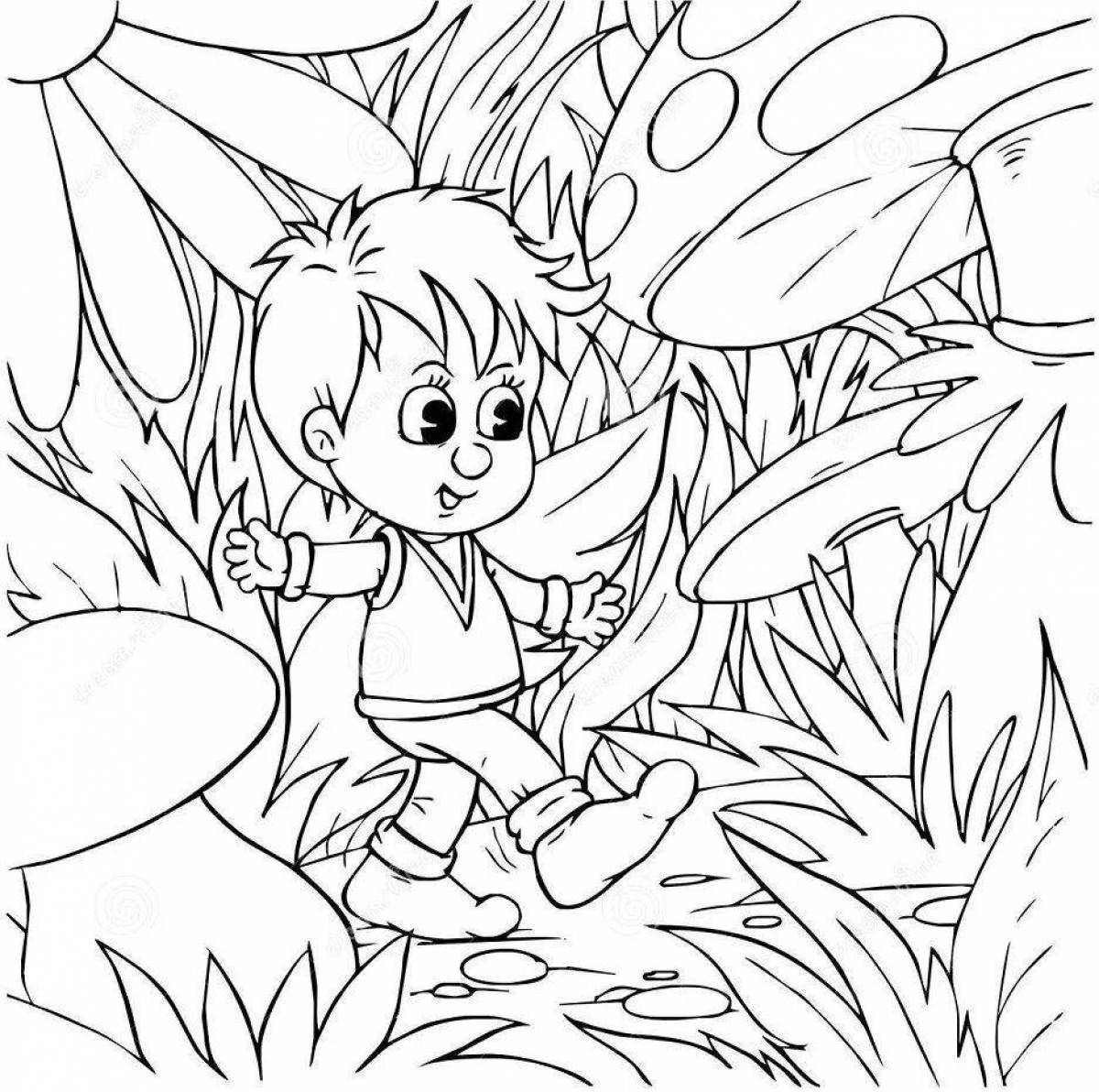 Colorful little boy coloring page