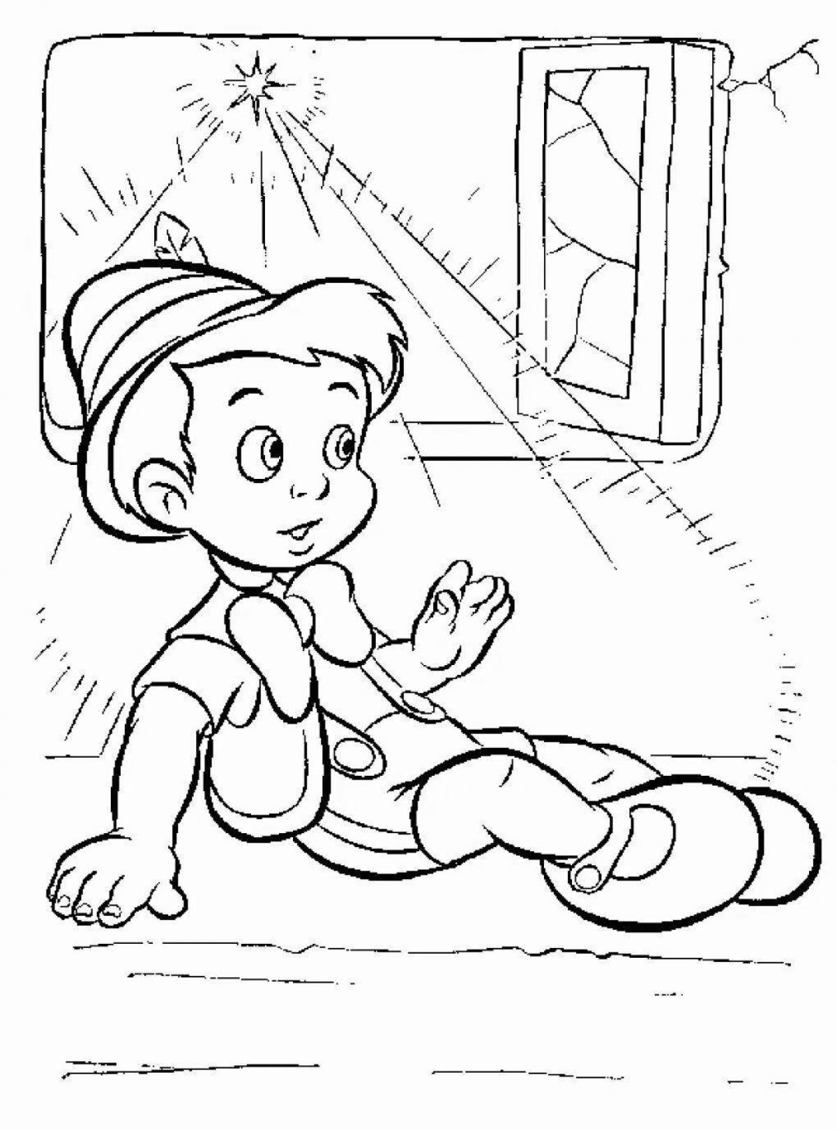 Coloring book glowing little boy