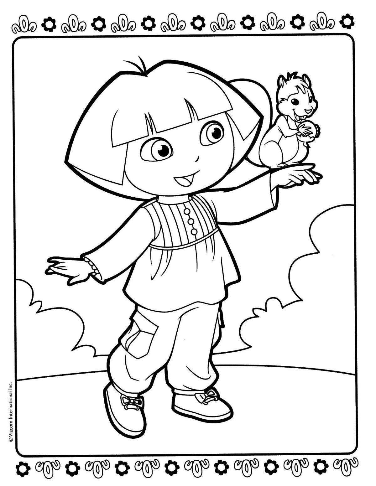 Coloring page of an enthusiastic little boy