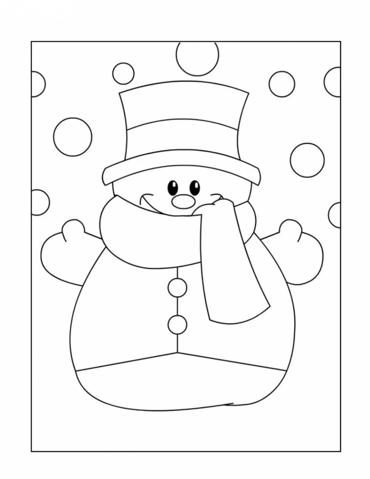 Coloring page magic snowman postcard