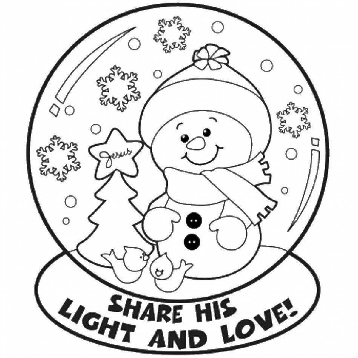 Coloring card live snowman