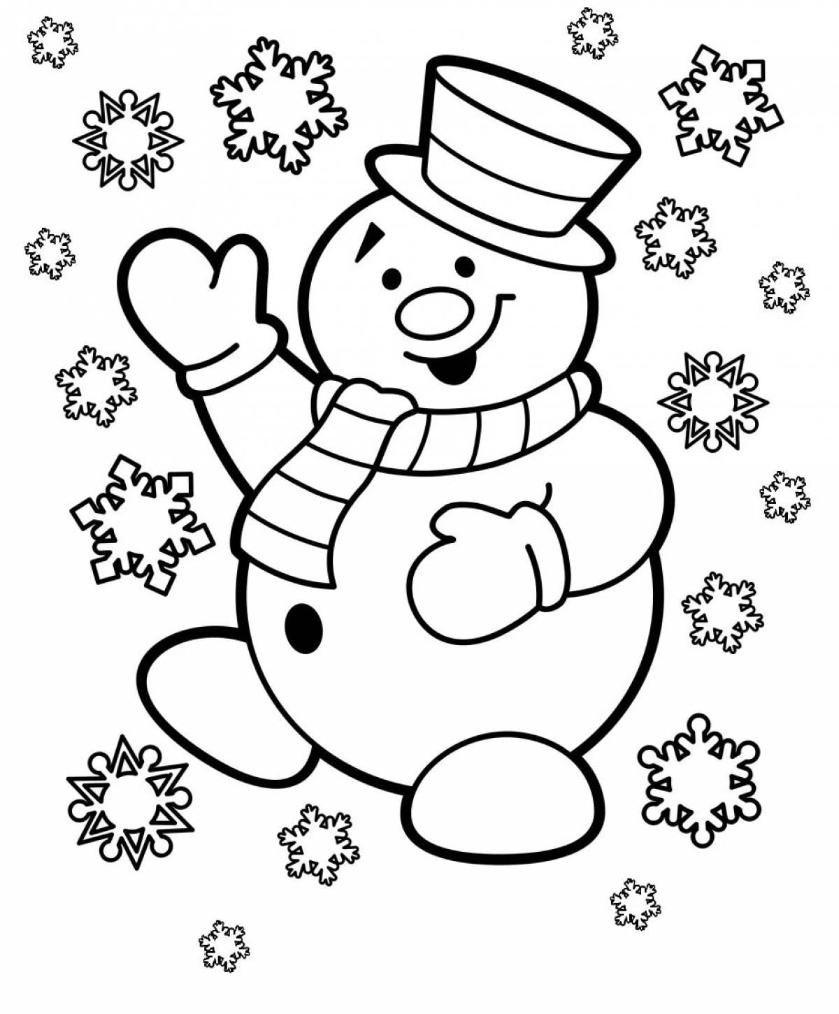 Glorious snowman coloring postcard