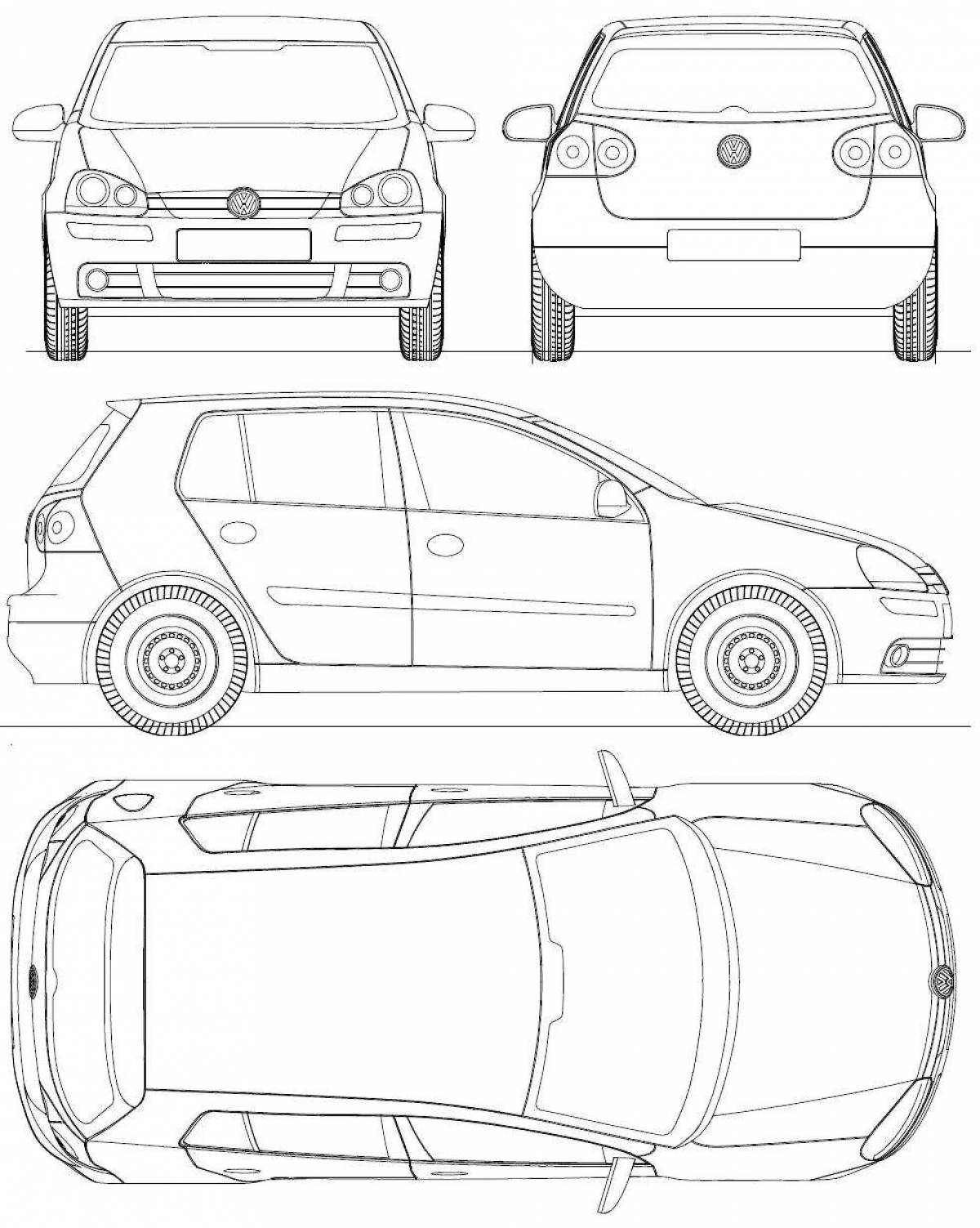 Joyful volkswagen golf coloring page