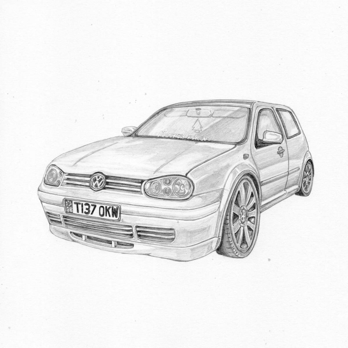 Fabulous volkswagen golf coloring page