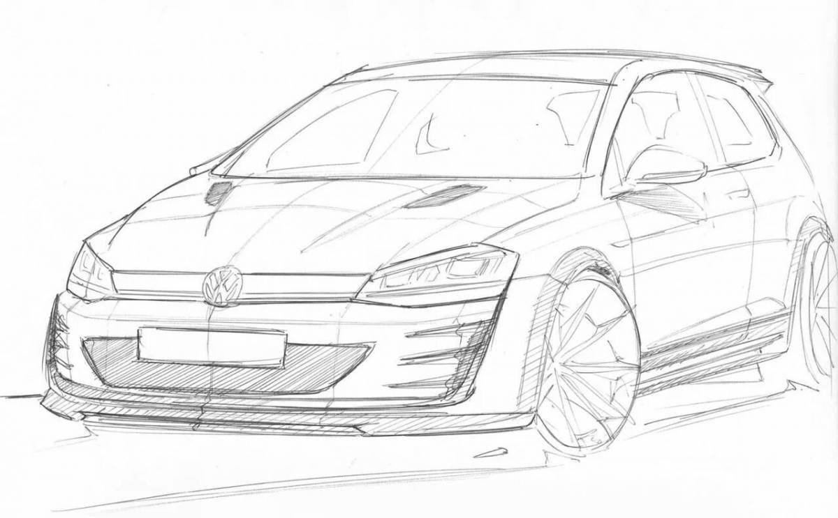 Colouring dazzling volkswagen golf