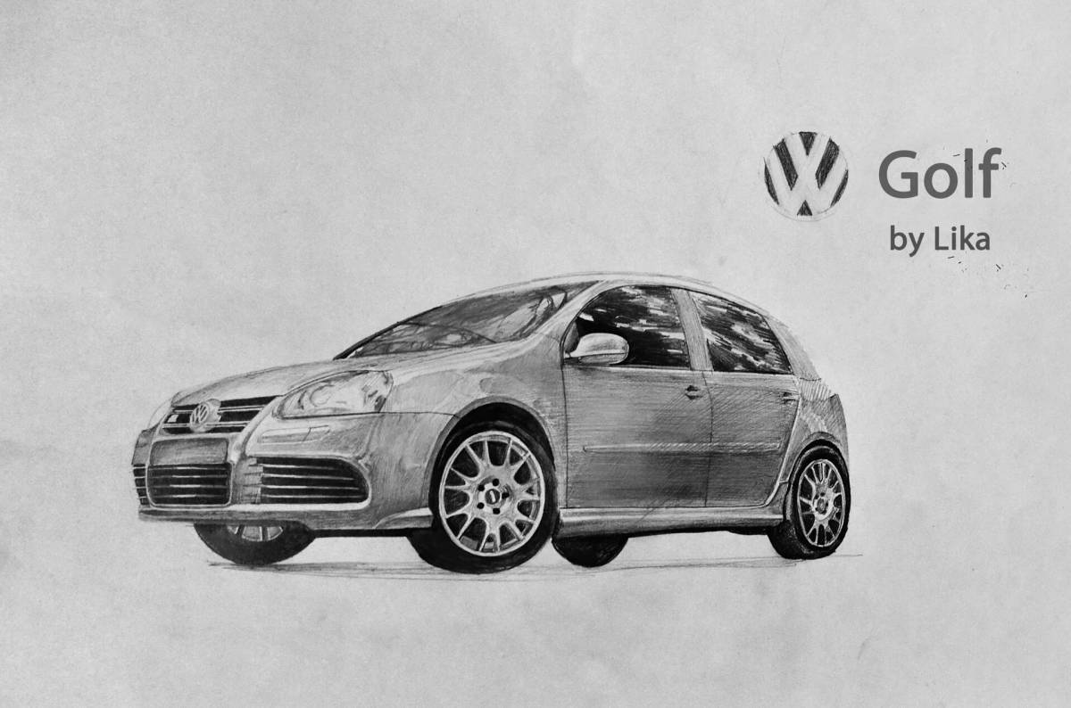 Fashionable volkswagen golf coloring book