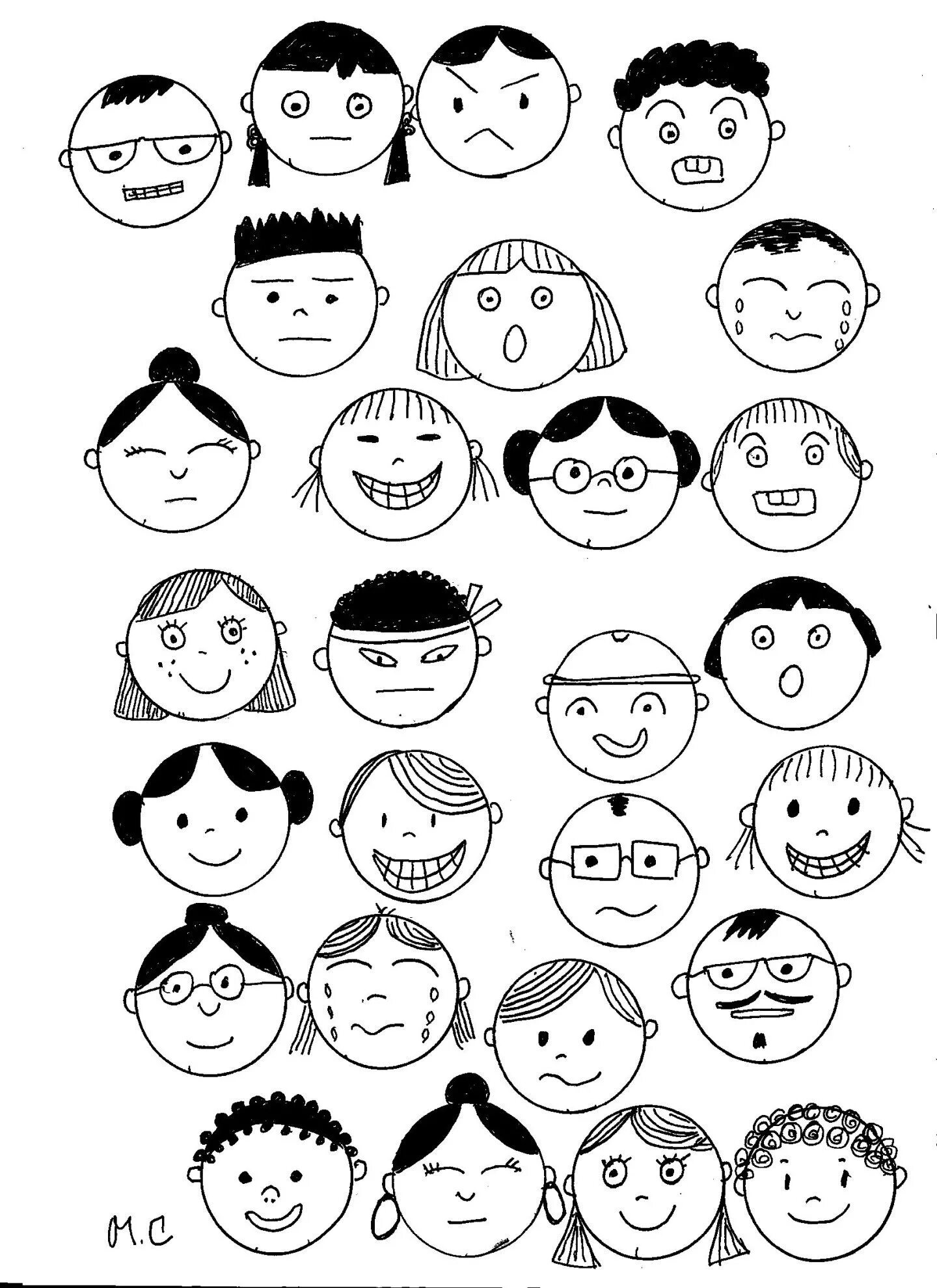 Relaxed human emotions coloring page