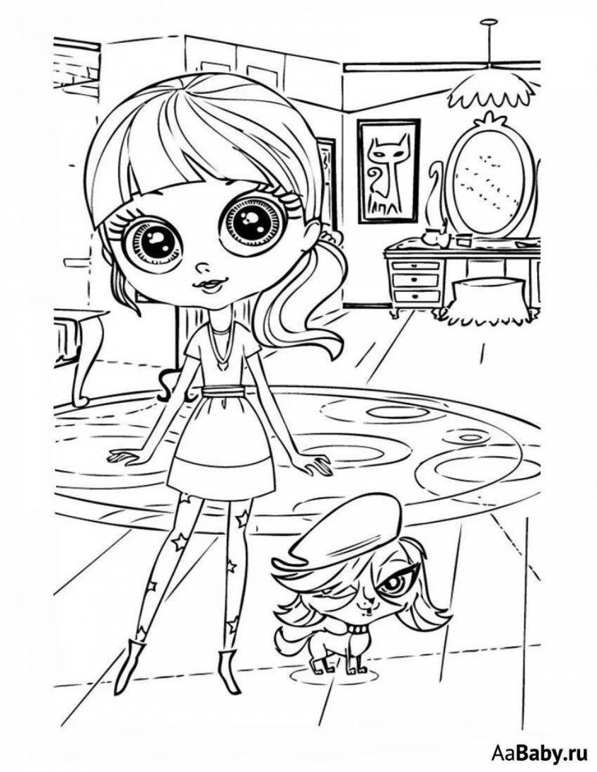 Photo Colorful blythe doll coloring page