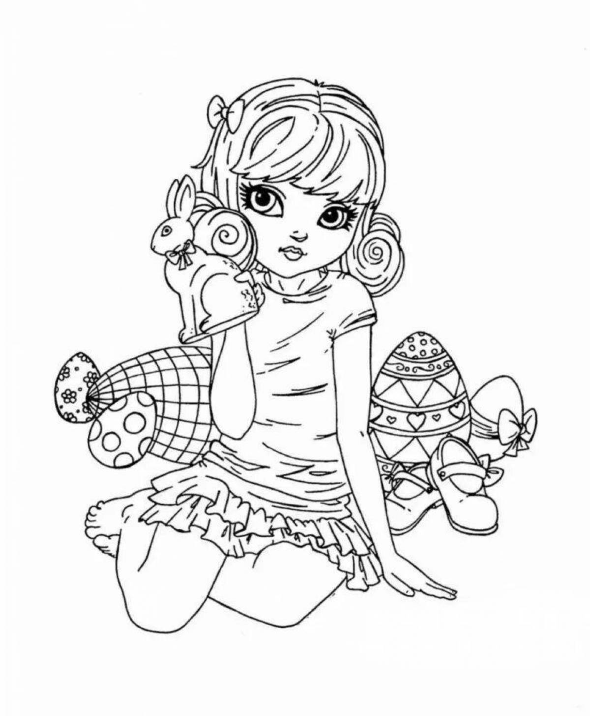 Photo Playful blythe doll coloring page