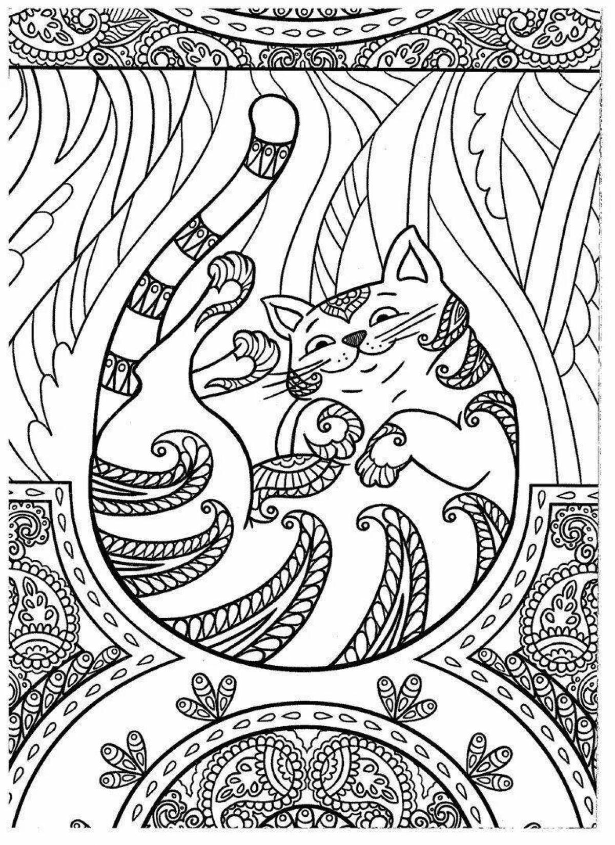 Coloring page gorgeous cat mandala