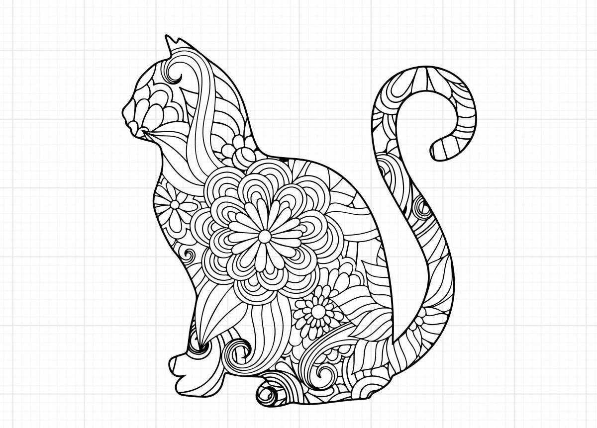 Gorgeous cat mandala coloring page