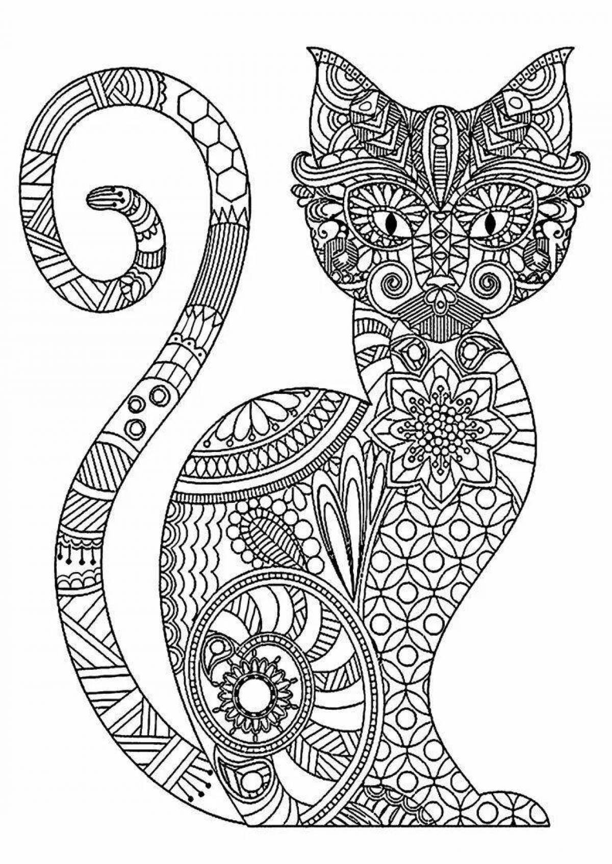 Coloring page adorable cat mandala