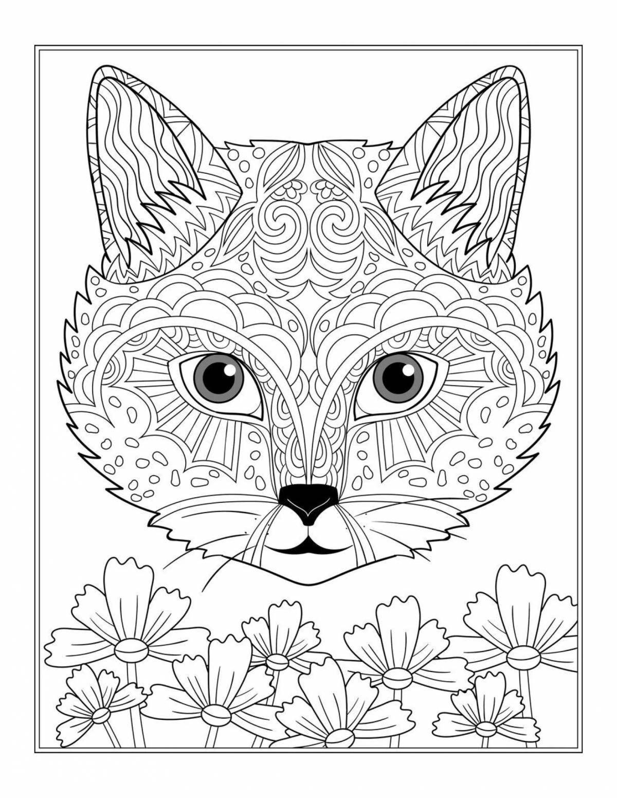 Intriguing cat mandala coloring page