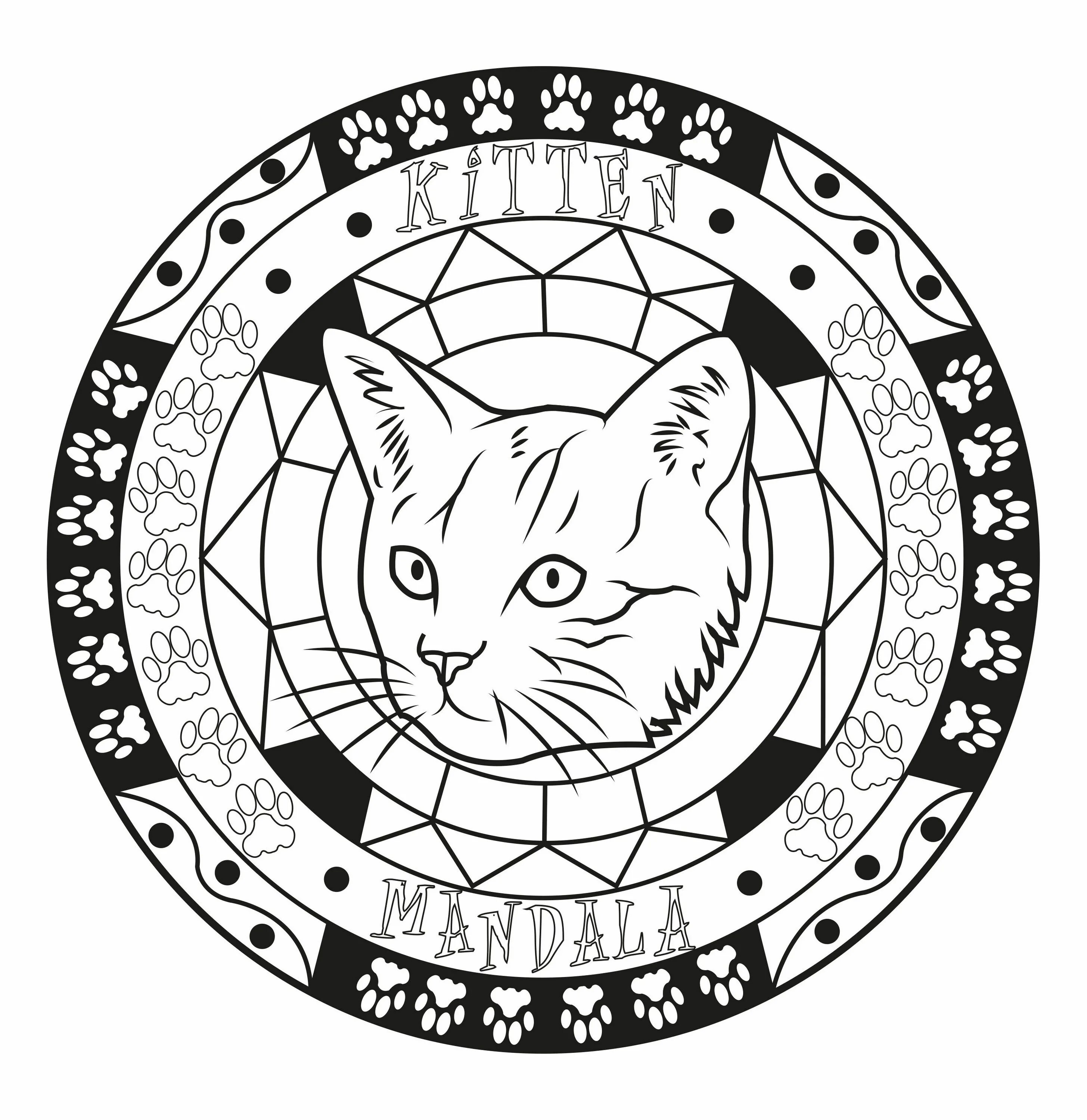 Cat coloring mandala coloring page