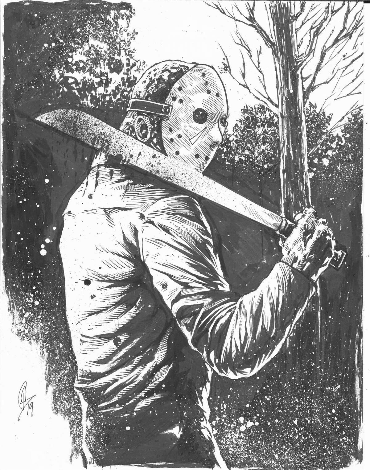 Spooky Friday the 13th coloring book