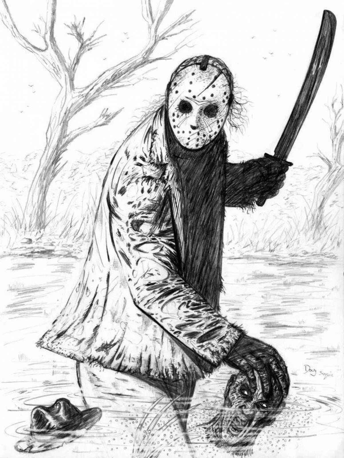 Friday the 13th hair coloring pages