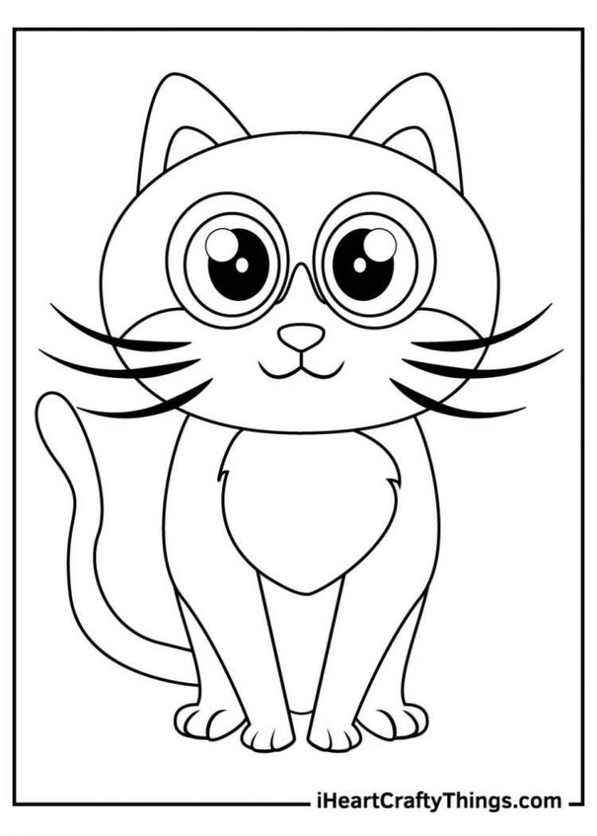 Coloring book playful cat lily