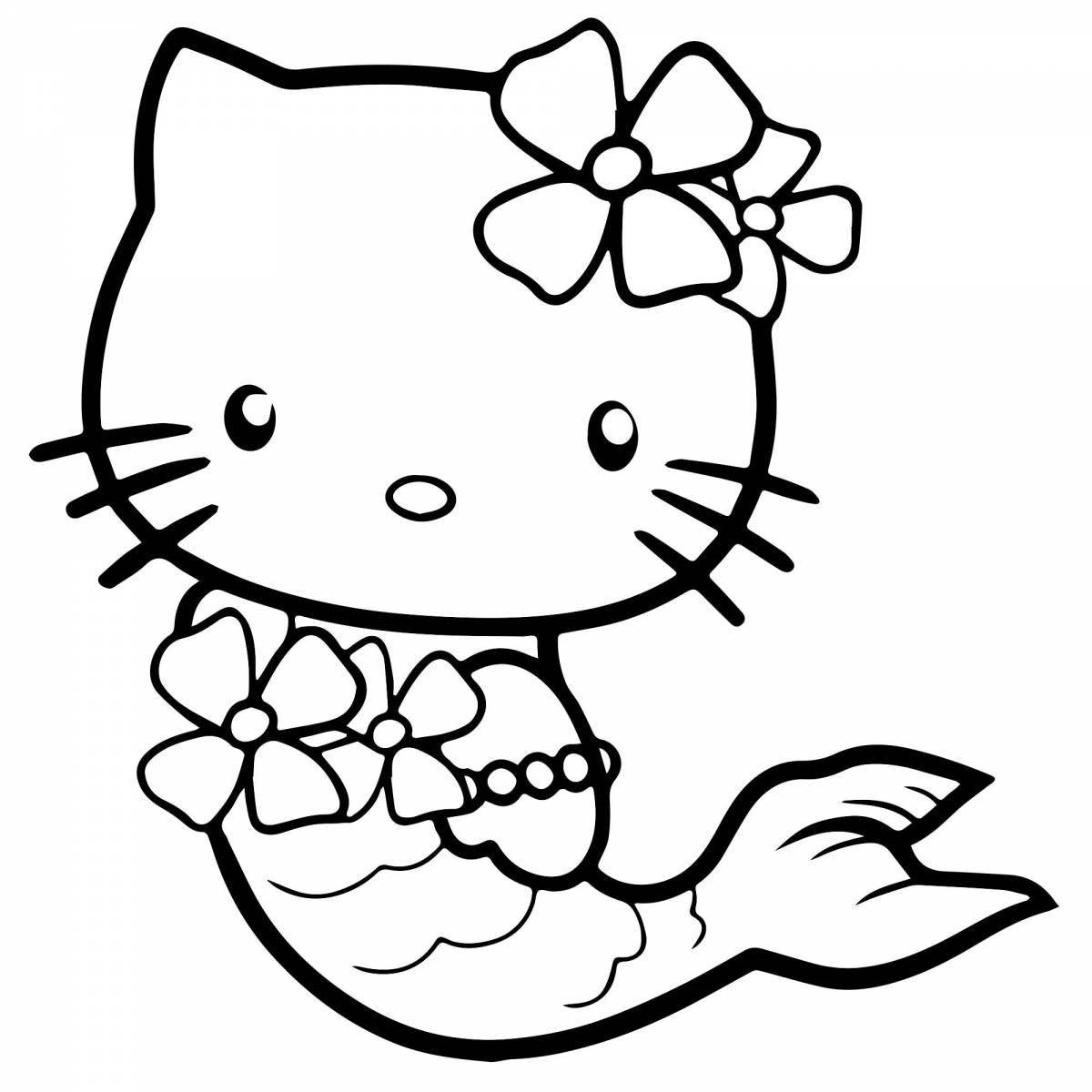 Sweet cat lily coloring page