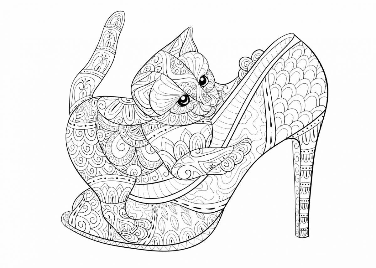 Coloring book bright cat lily