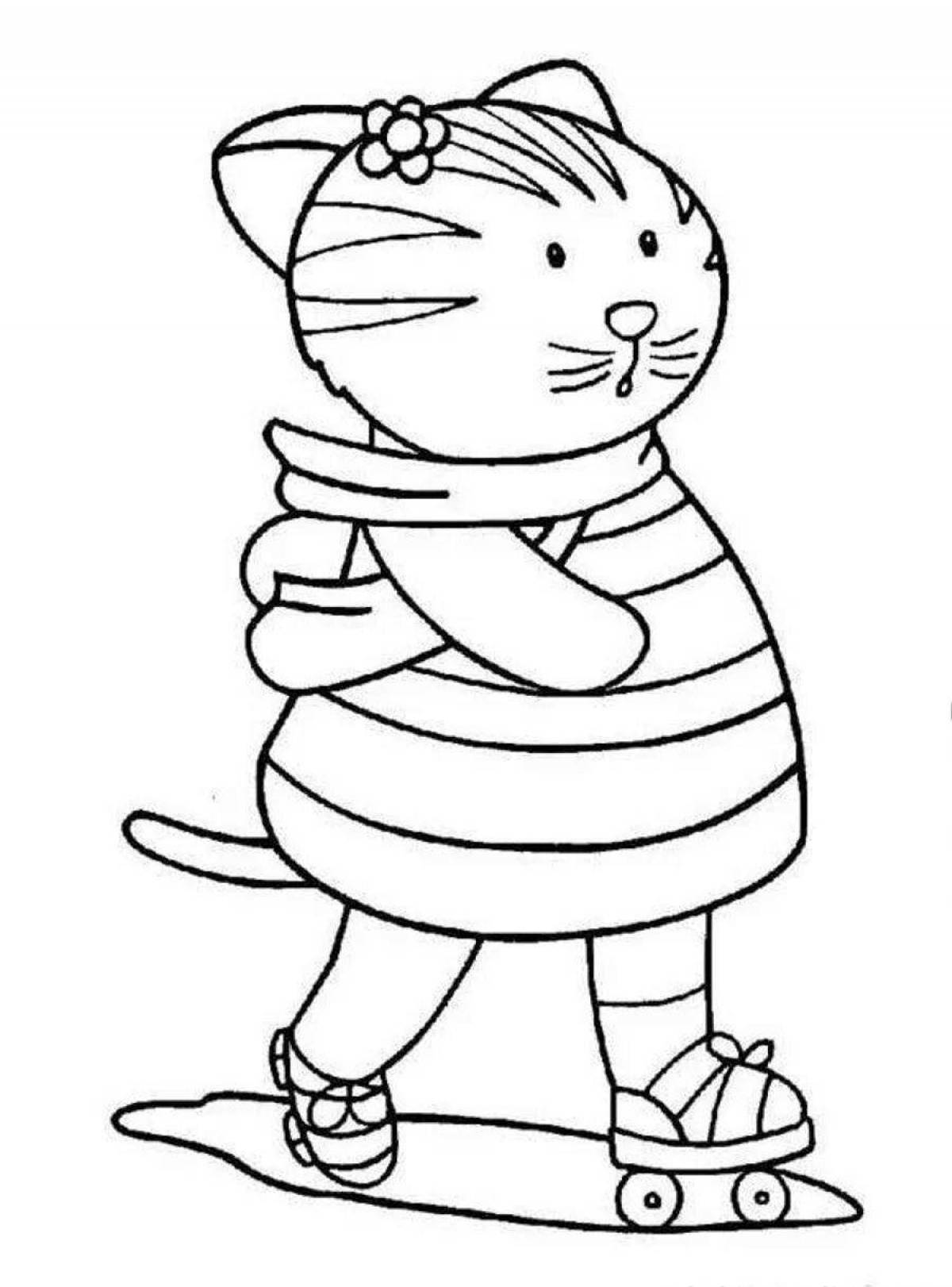 Fancy cat lily coloring page