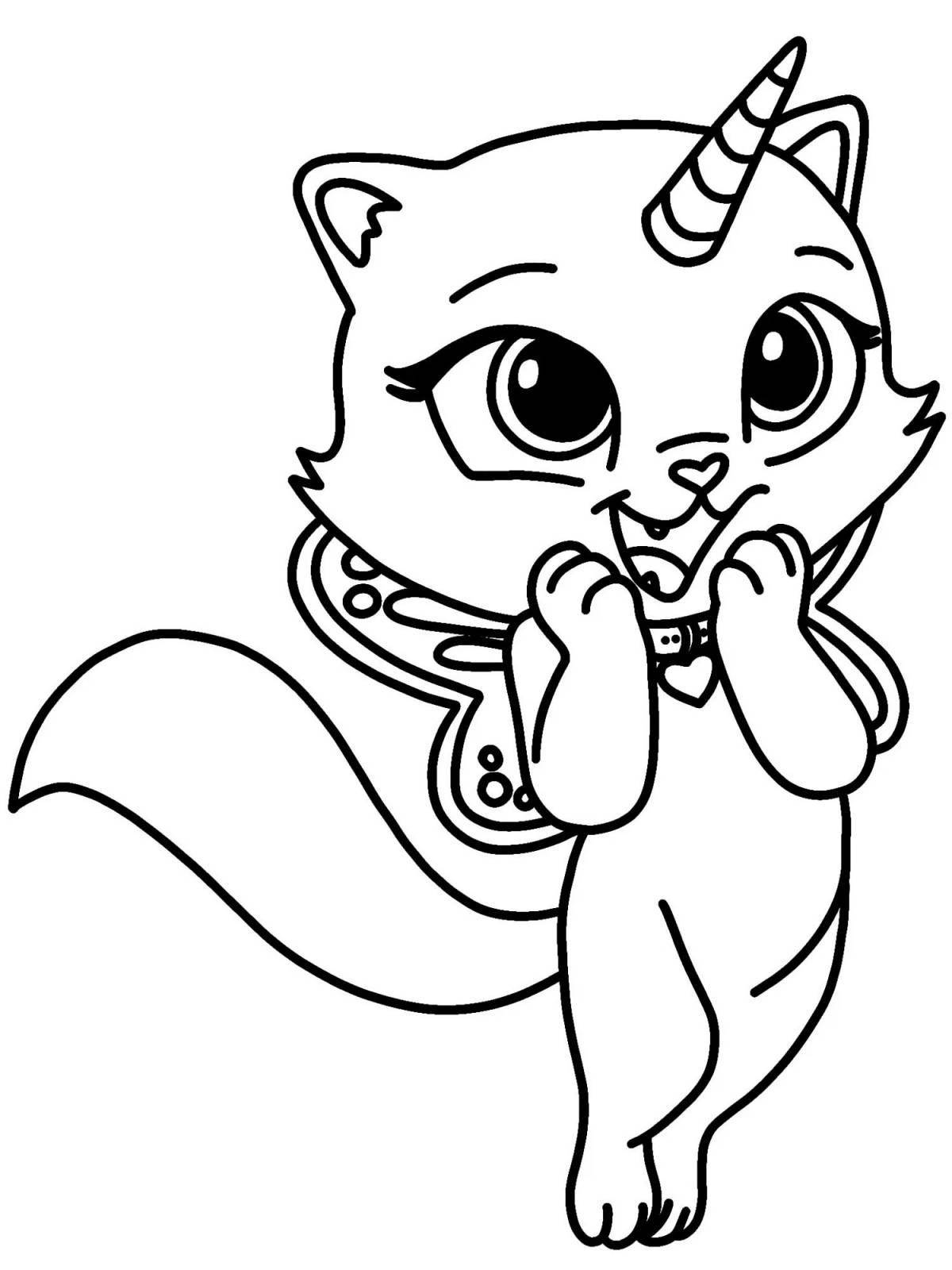 Naughty cat lily coloring page