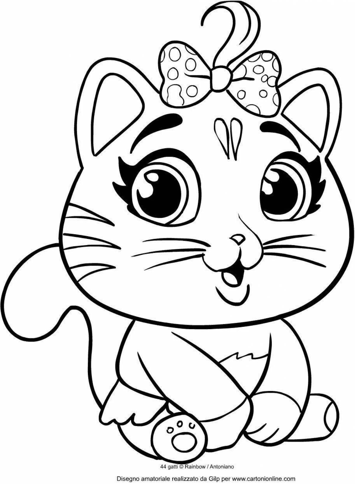 Majestic cat lily coloring page