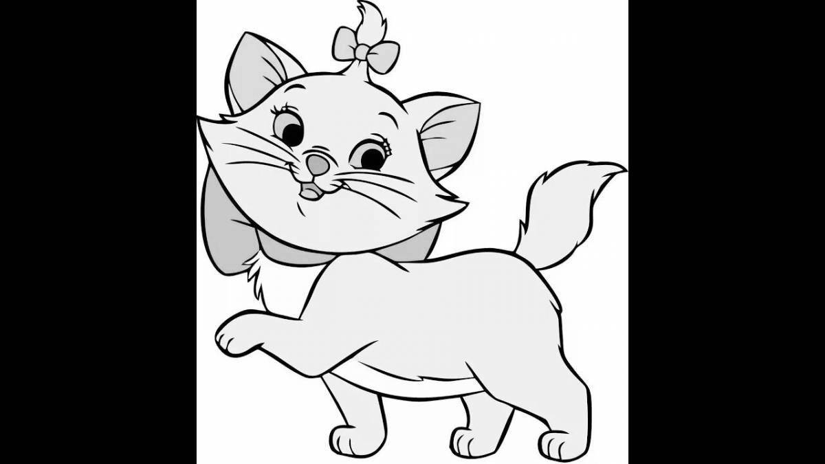Coloring page graceful cat lily