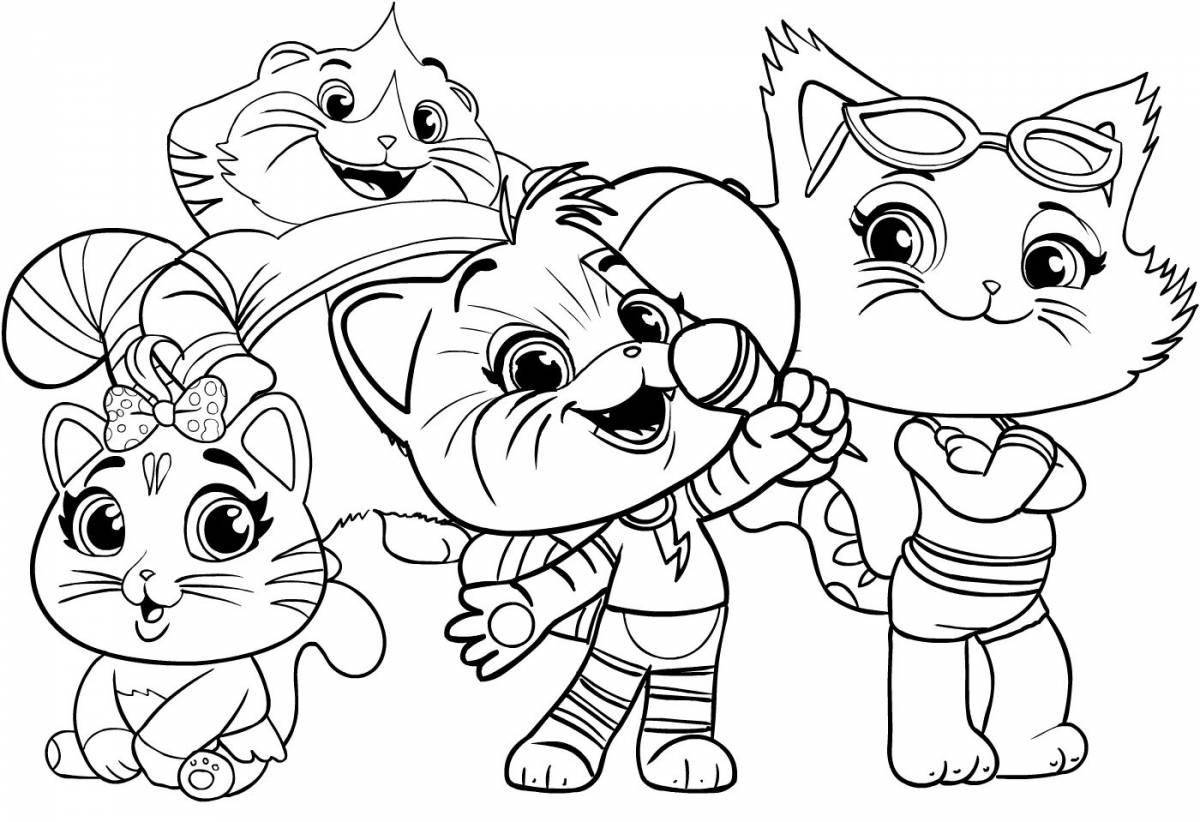 Adorable cat lily coloring page