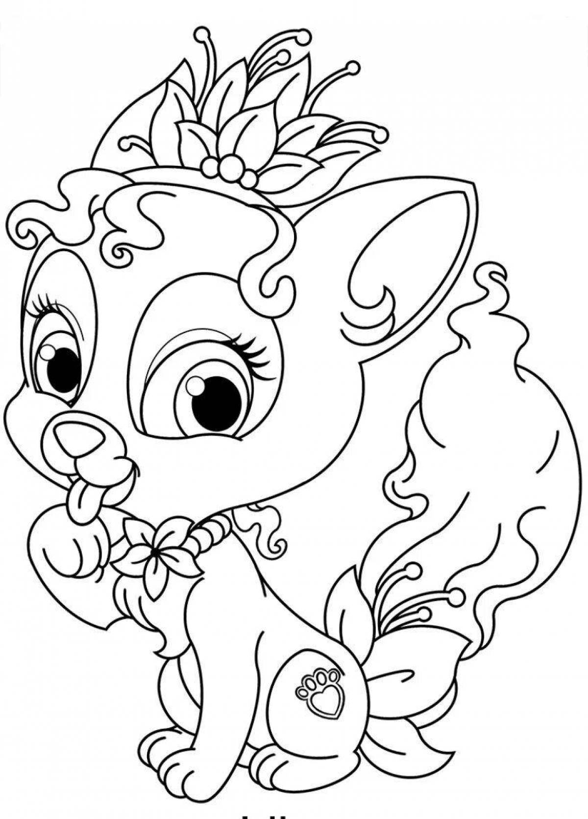 Glittering cat lily coloring page