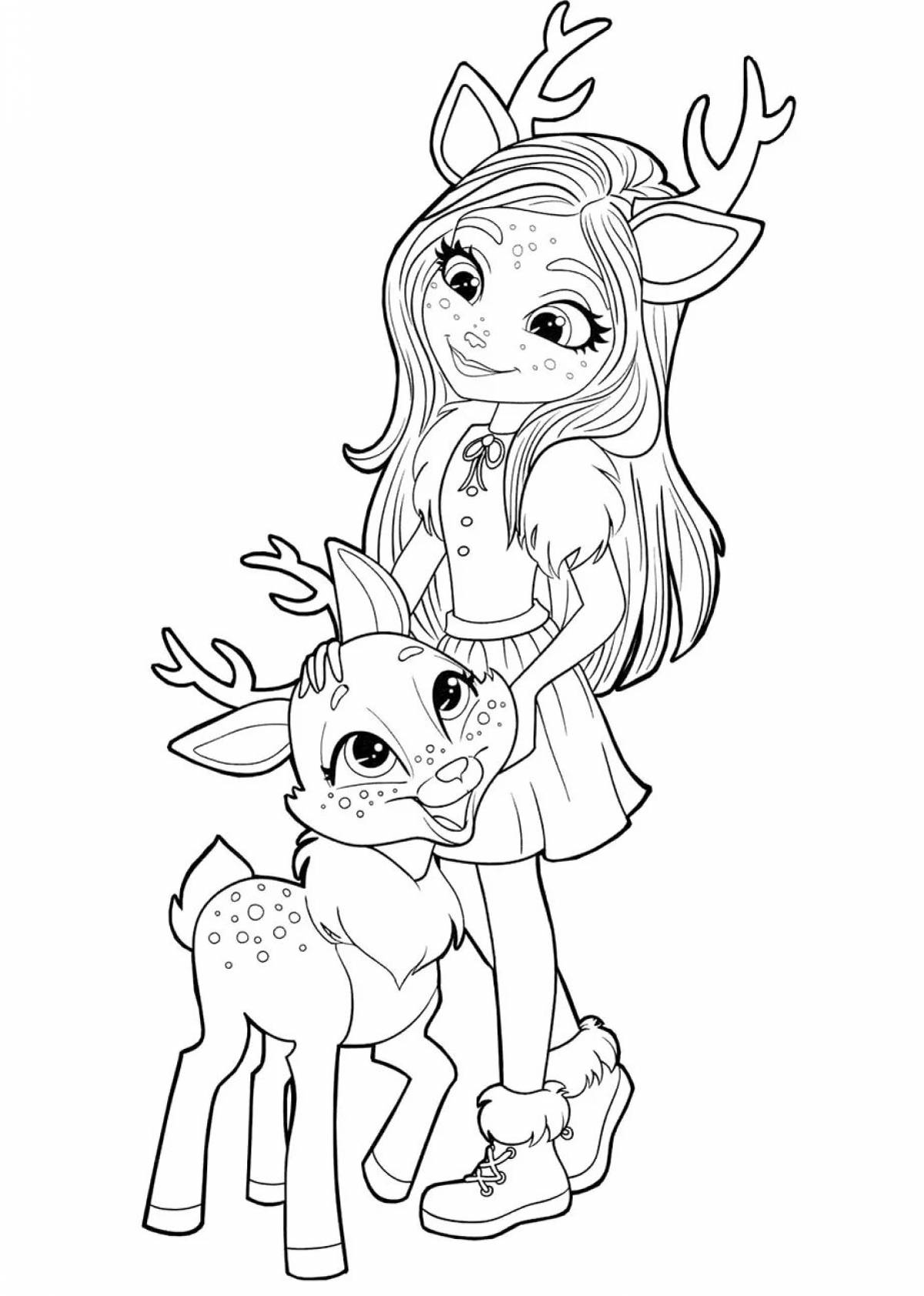 Exuberant enchantimals unicorn coloring page