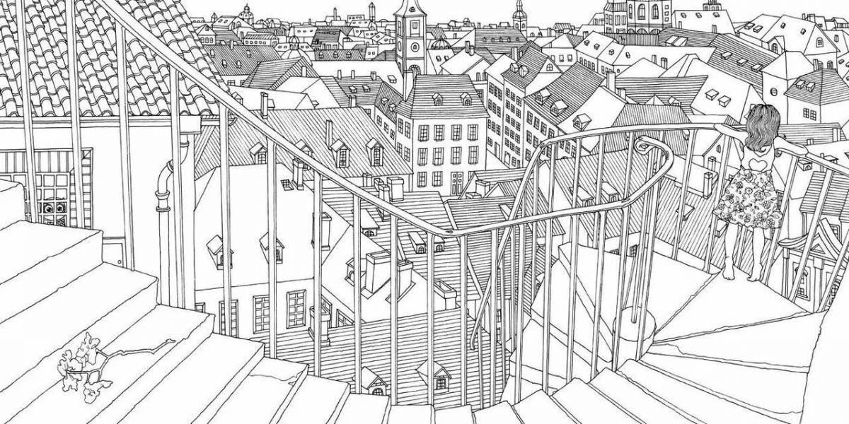 Photo Fairy coloring amazing buildings