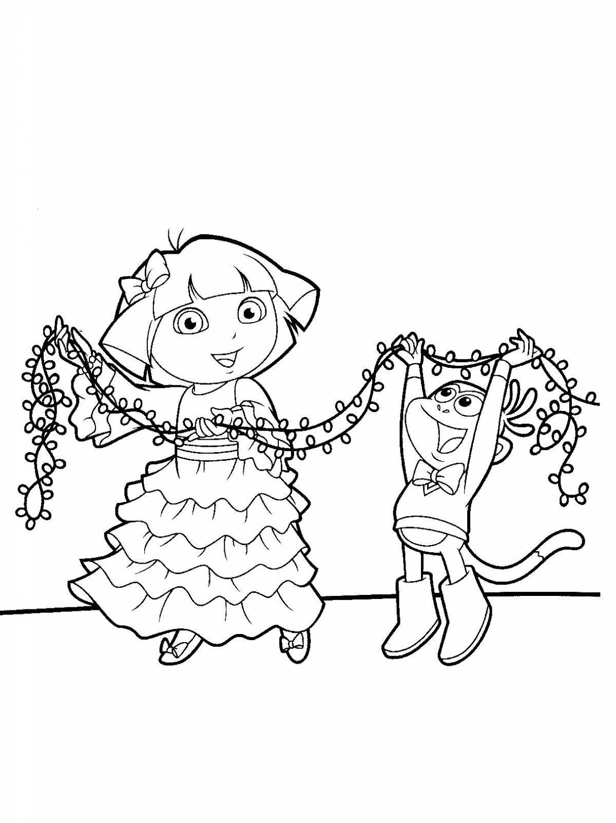 Coloring page enthusiastic dora the singer