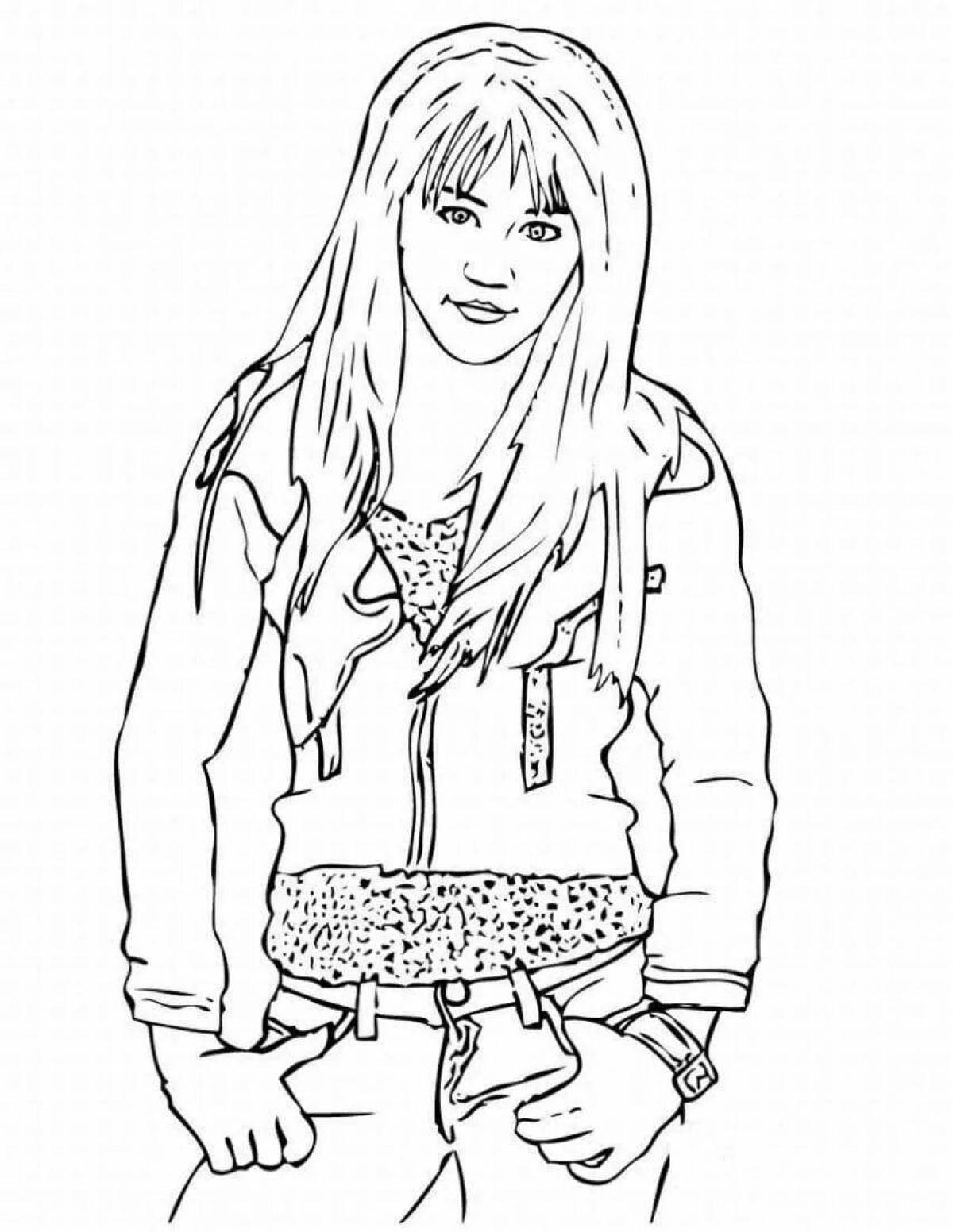 Miley Cyrus colorful coloring page