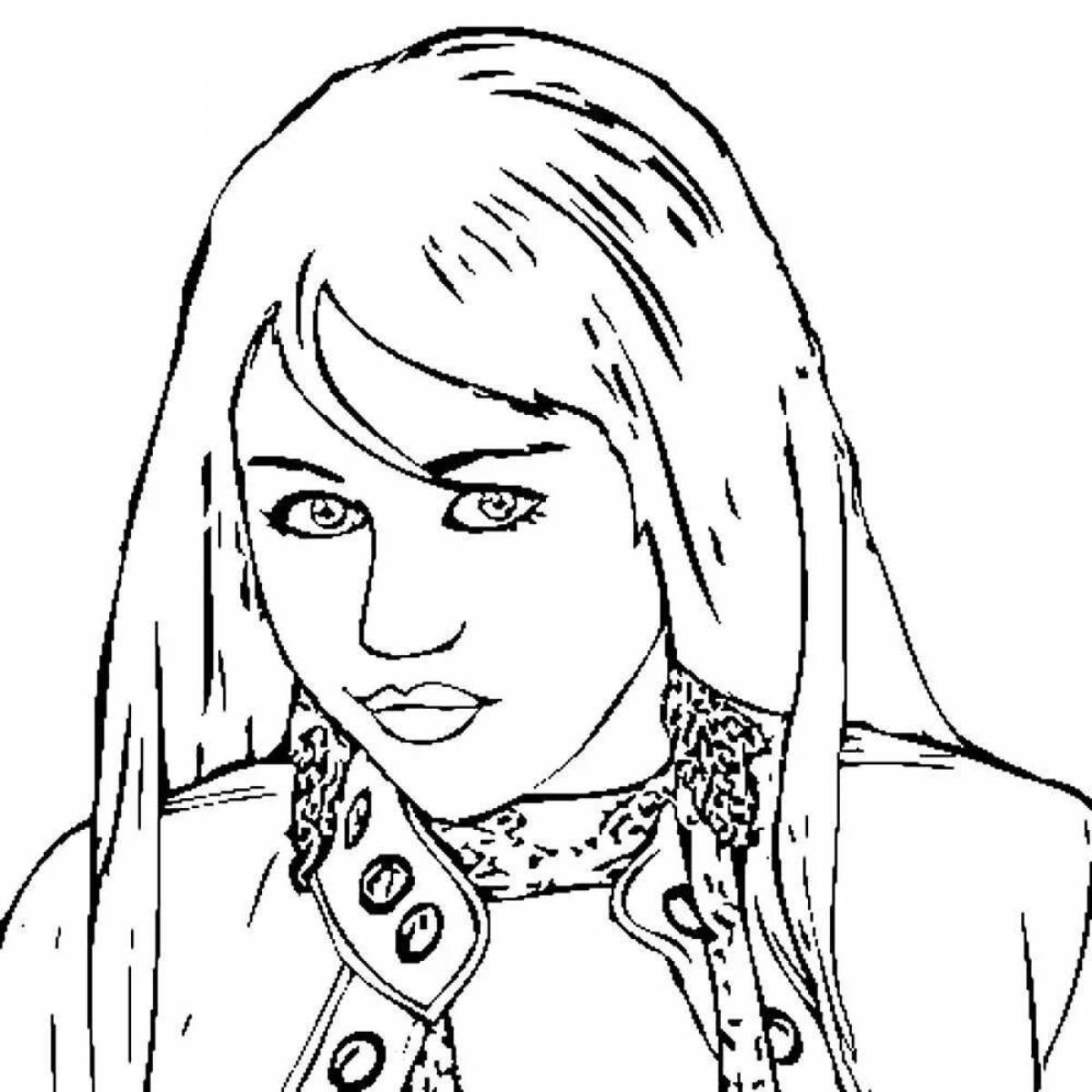 Animated miley cyrus coloring page