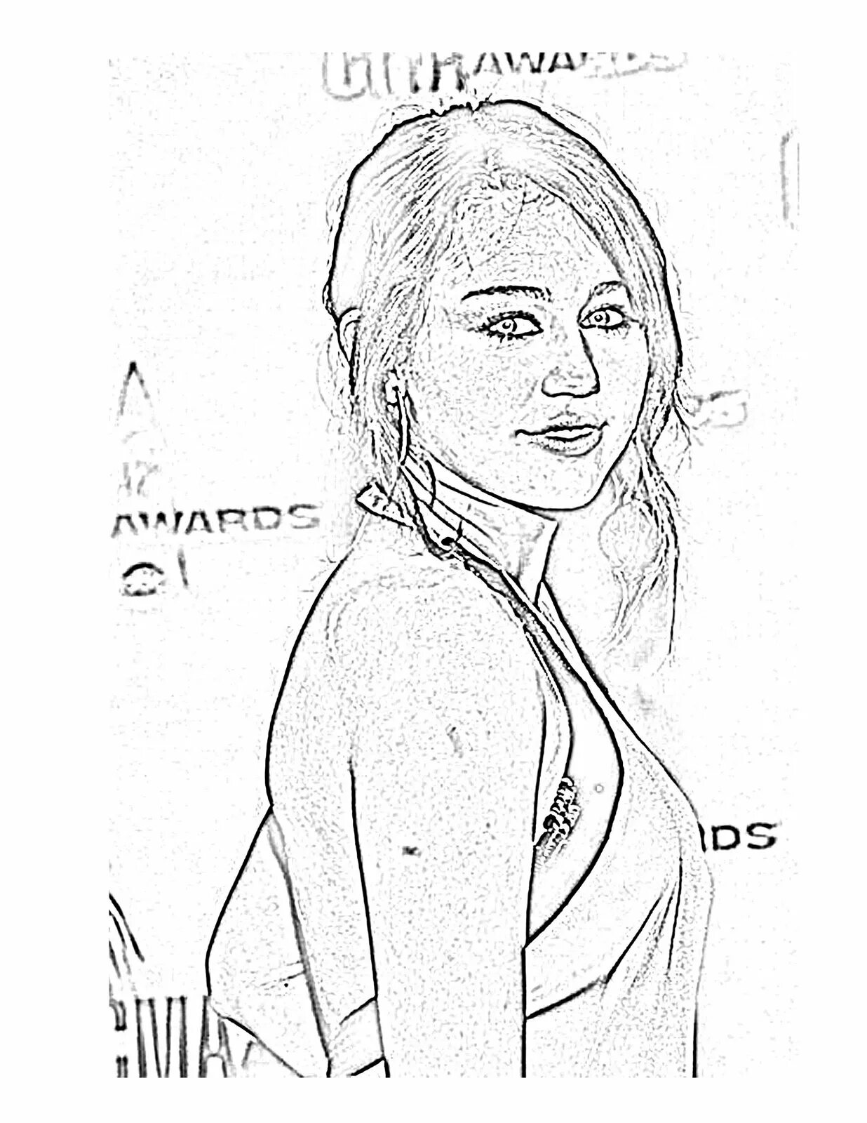 Miley Cyrus amazing coloring page