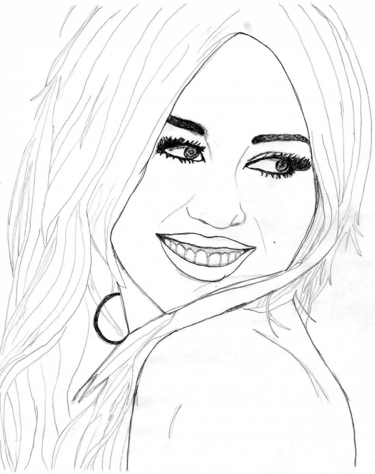 Coloring page adorable miley cyrus