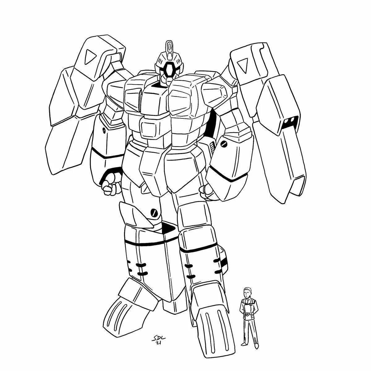 Tobot t playful coloring page